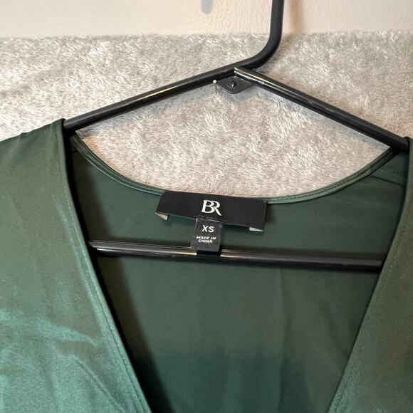 Banana Republic V Neck Dona Silk‎ Maxi Dress Front Slip Sz XS Hunter Green - Picture 3 of 8